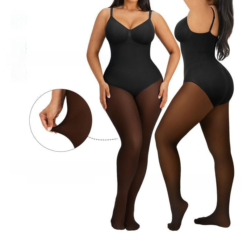 Women's Fleece Lined Seamless Open Crotch Shaping Bodysuit