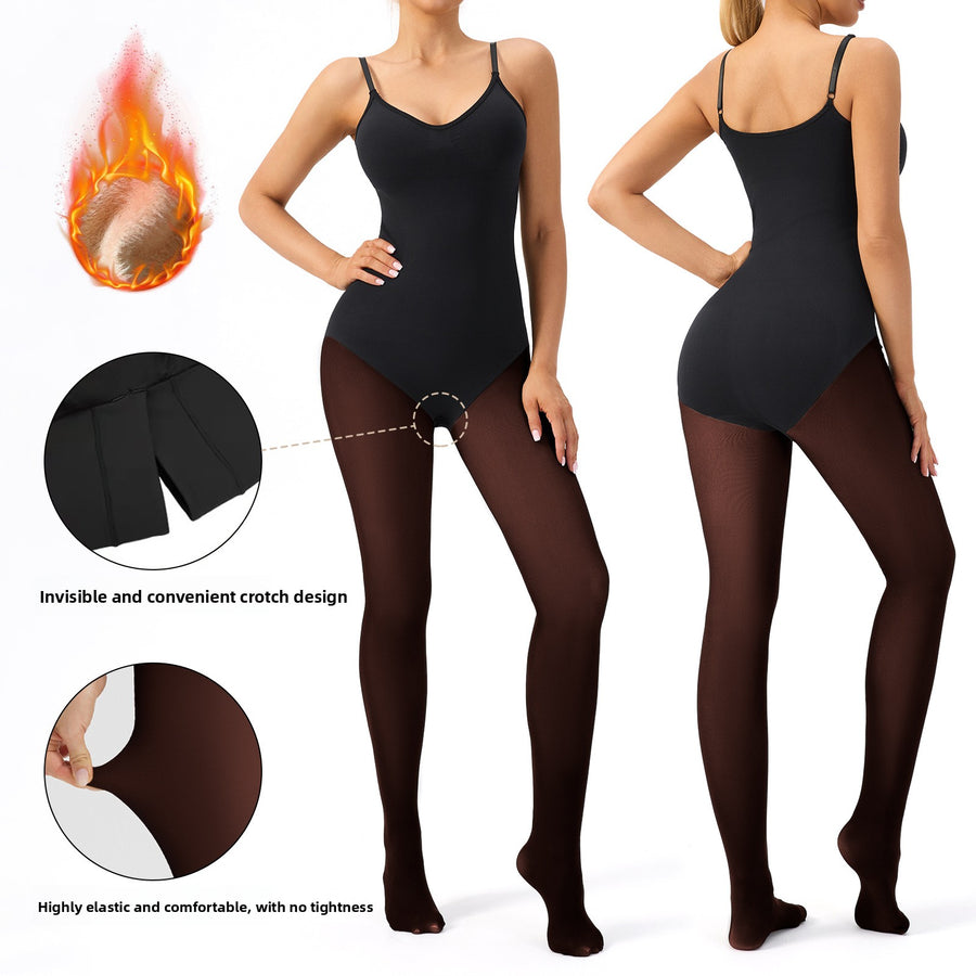 Women's Fleece Lined Seamless Open Crotch Shaping Bodysuit