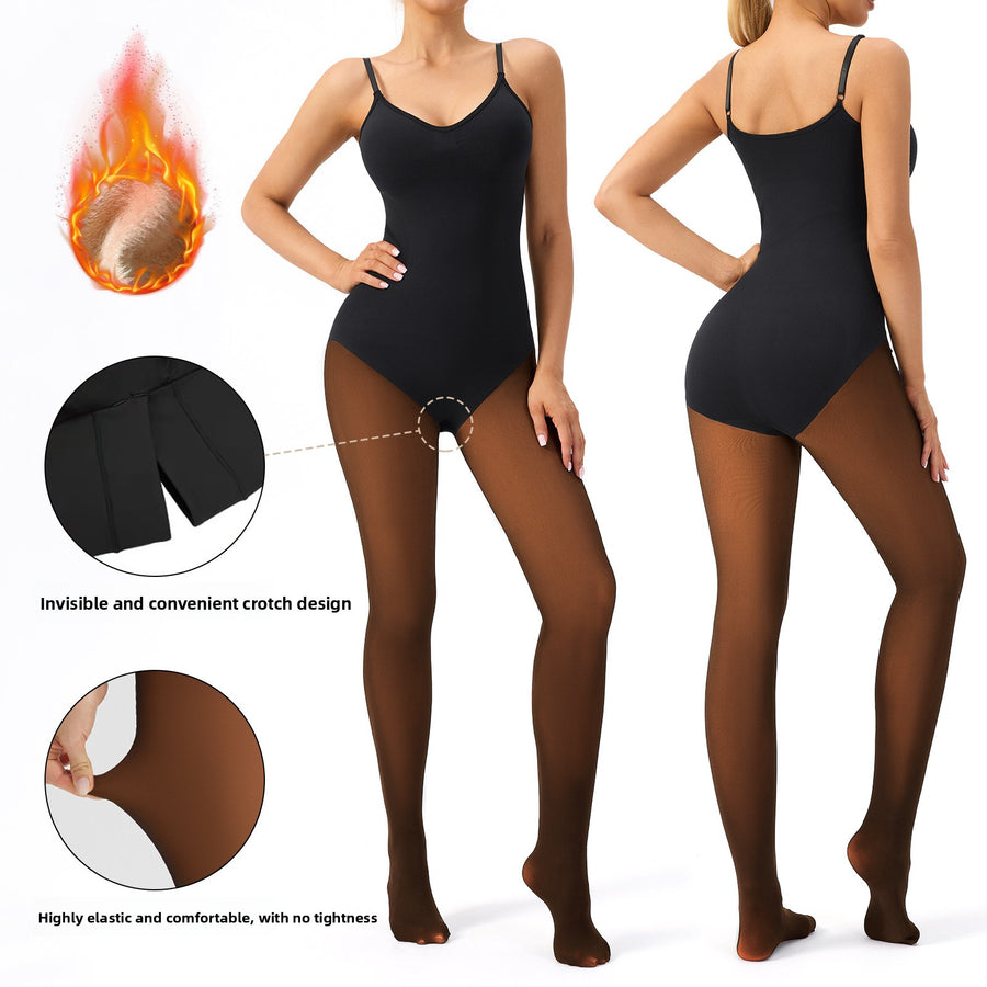 Women's Fleece Lined Seamless Open Crotch Shaping Bodysuit