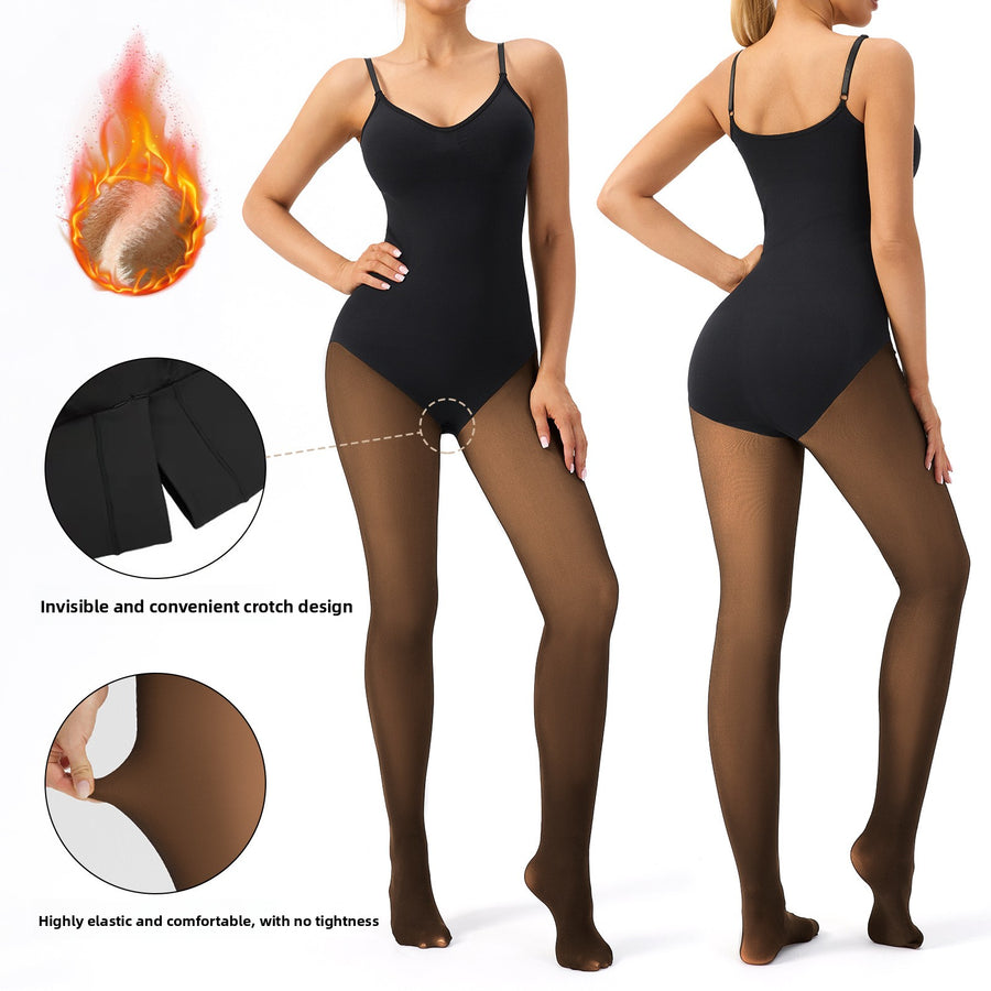 Women's Fleece Lined Seamless Open Crotch Shaping Bodysuit